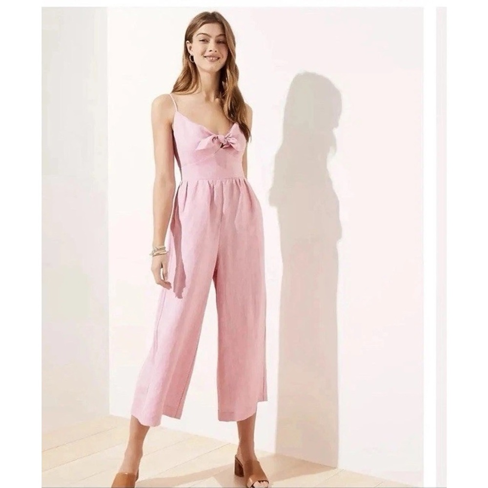 LOFT Pink Tie Front Jumpsuit